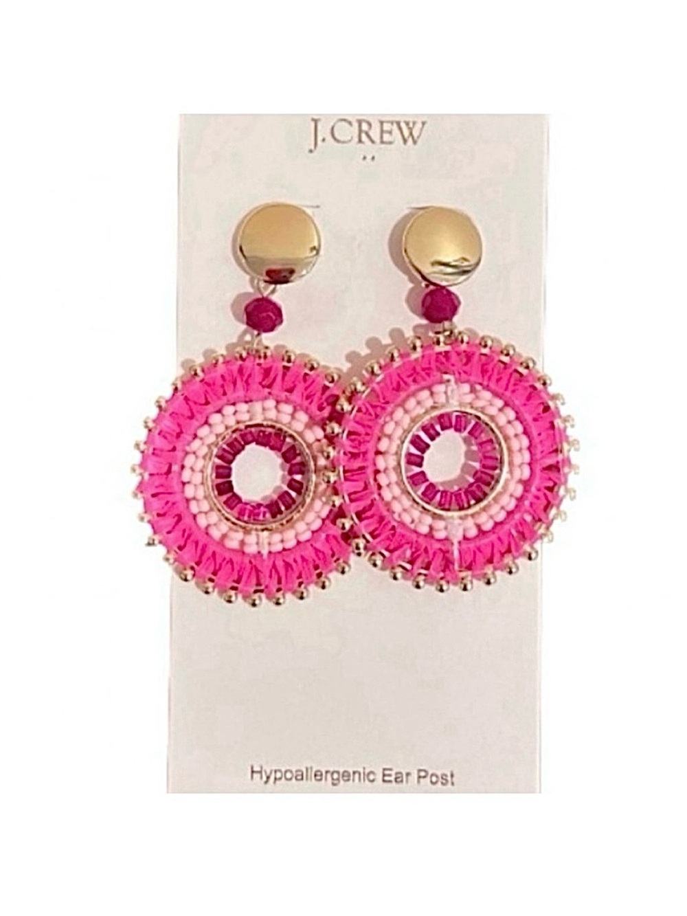 🆕 - J. Crew Beaded Pink/ Gold Circle Earrings